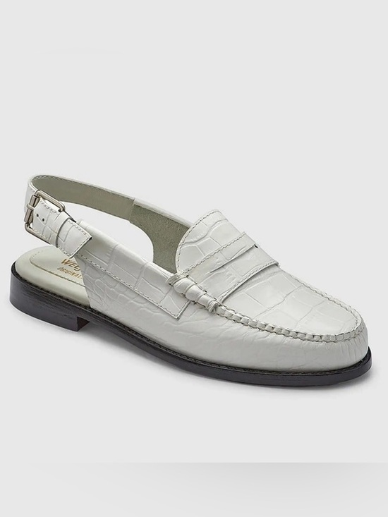 G.H. Bass & Co. Shoes - GH Bass Whitney Slingback Loafers White Croc Embossed Size 9